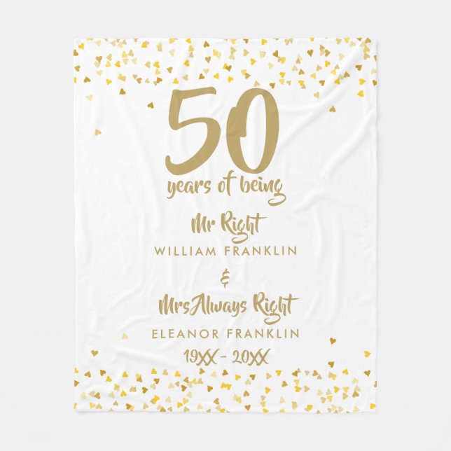 Mr Right Fun Golden 50 Jahre Fleecedecke (Vorderseite)