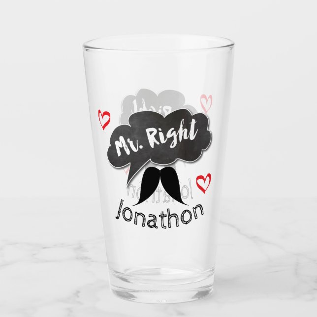 Mr Right Groom Wedding Funny Glas (Vorderseite)