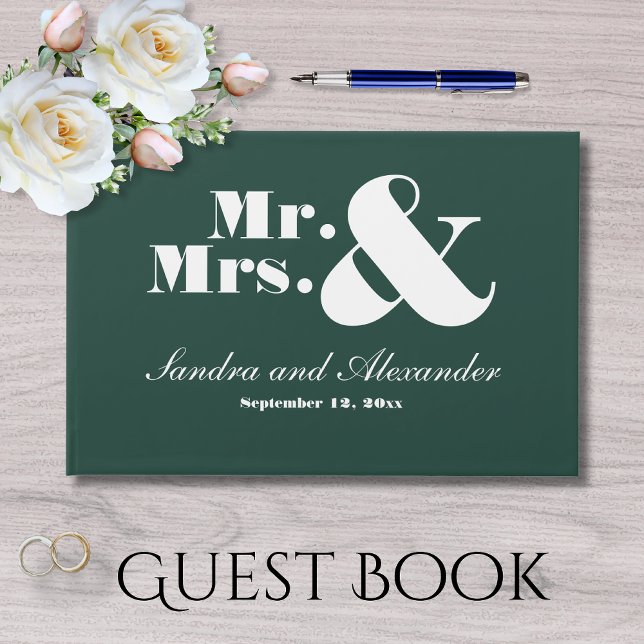 Mr. Script Chic Soft Emerald Green Wedding Gästebuch (Von Creator hochgeladen)