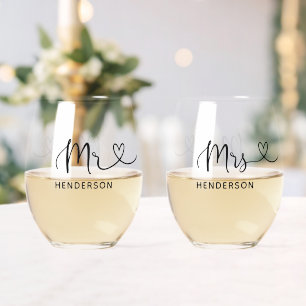 Mr. Script Heart Wedding Weinglas Ohne Stiel