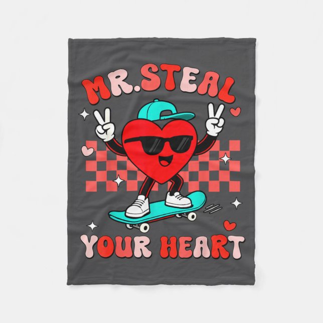 Mr Steal Your Heart For Boys Toddlers Valentine's  Fleecedecke (Vorderseite)