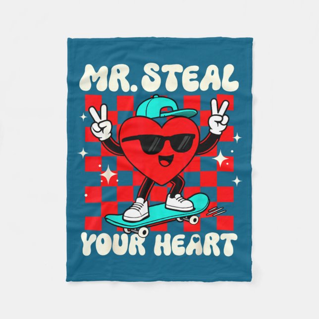 Mr Steal Your Heart For Boys Toddlers Valentine's  Fleecedecke (Vorderseite)