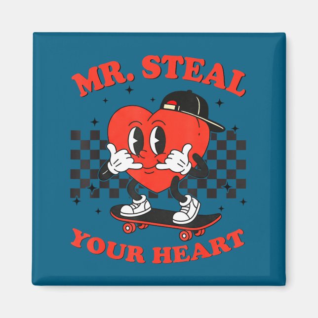 Mr Steal Your Heart For Boys Toddlers Valentine's  Magnet (Vorne)