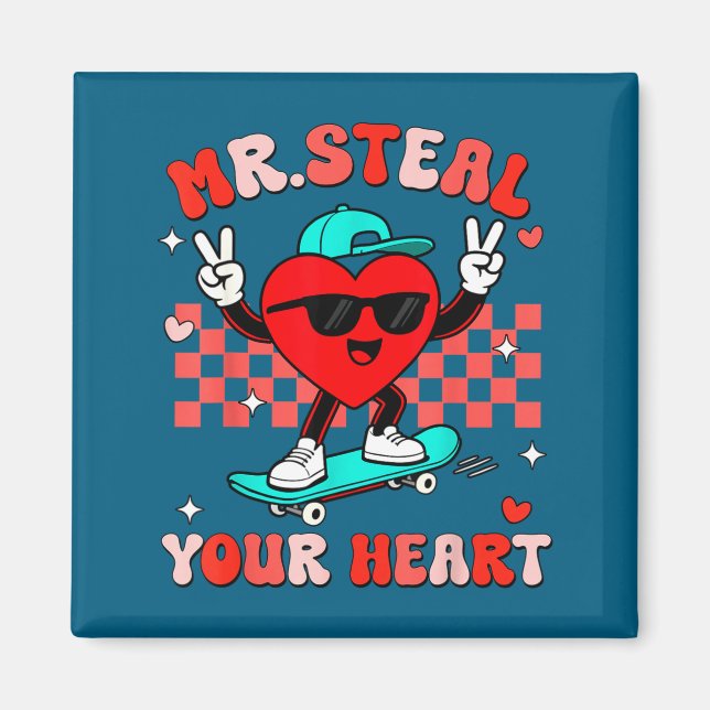 Mr Steal Your Heart For Boys Toddlers Valentine's  Magnet (Vorne)