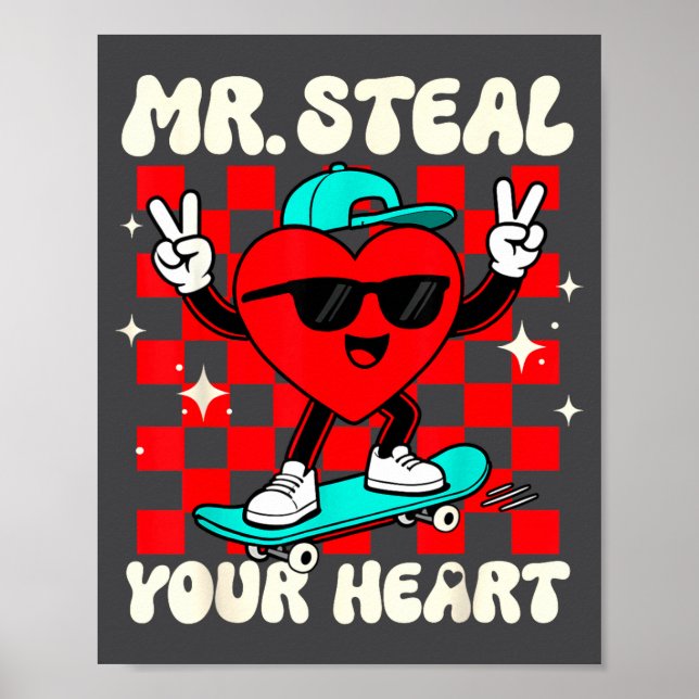 Mr Steal Your Heart For Boys Toddlers Valentine's  Poster (Vorne)