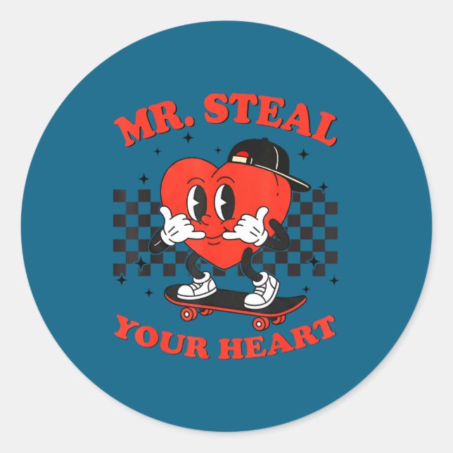 Mr Steal Your Heart For Boys Toddlers Valentine's  Runder Aufkleber (Vorderseite)