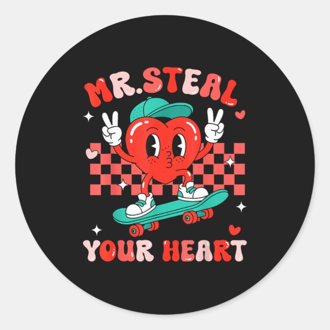 Mr Steal Your Heart For Boys Toddlers Valentine's  Runder Aufkleber (Vorderseite)