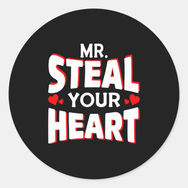 Mr Steal Your Heart For Boys Toddlers Valentines  Runder Aufkleber (Vorderseite)