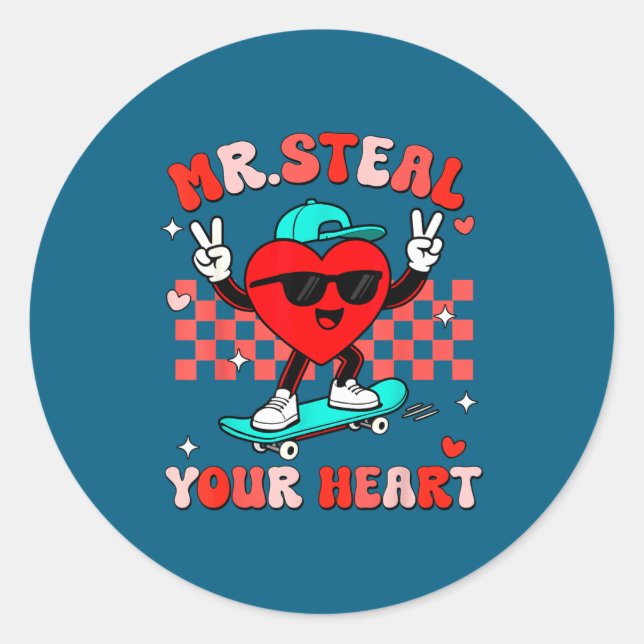 Mr Steal Your Heart For Boys Toddlers Valentine's  Runder Aufkleber (Vorderseite)