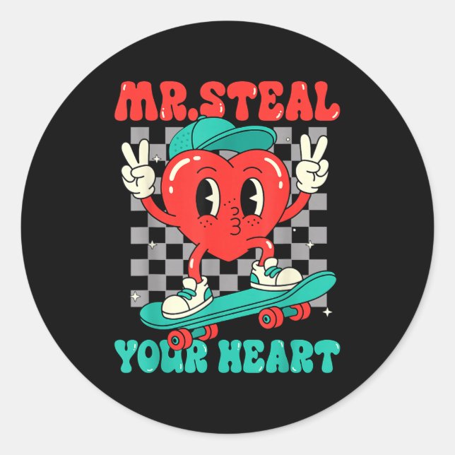 Mr Steal Your Heart For Boys Toddlers Valentine's  Runder Aufkleber (Vorderseite)