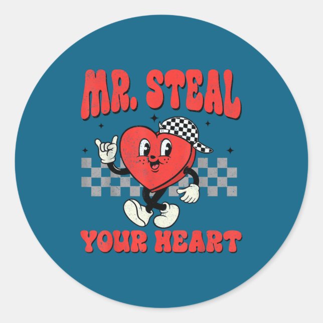 Mr Steal Your Heart For Boys Toddlers Valentine's  Runder Aufkleber (Vorderseite)