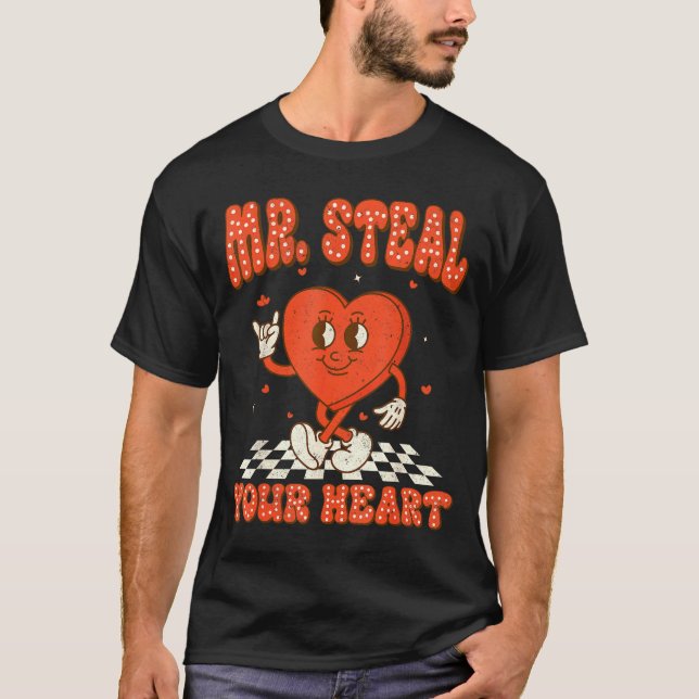 Mr Steal Your Heart For Boys Toddlers Valentine's  T-Shirt (Vorderseite)