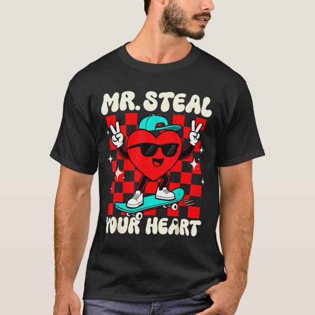 Mr Steal Your Heart For Boys Toddlers Valentine's  T-Shirt (Vorderseite)