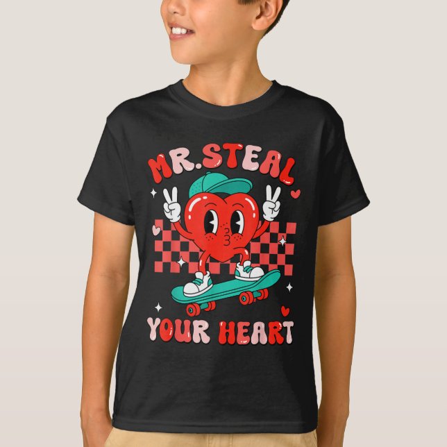 Mr Steal Your Heart For Boys Toddlers Valentine's  T-Shirt (Vorderseite)