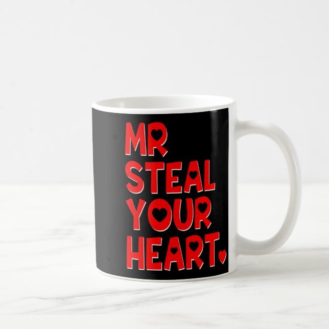Mr Steal Your Heart Funny Valentines Day Boys Men  Kaffeetasse (Rechts)