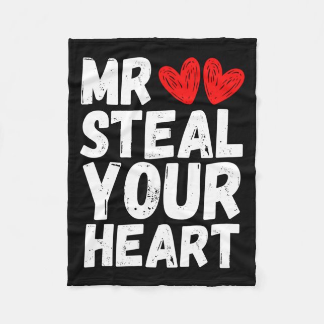 Mr Steal Your Heart Valentines Day Boys Kids  Fleecedecke (Vorderseite)