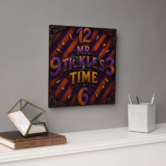 Mr. Tickler wall clock./super villain clock Quadratische Wanduhr