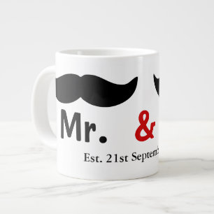 Mr. und Mr. Mustache Gay Wedding anpassbar Jumbo-Tasse