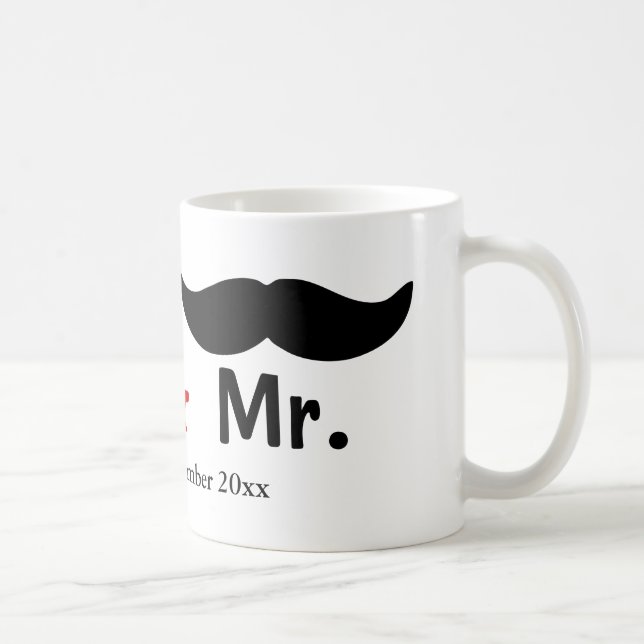 Mr. und Mr. Mustache Gay Wedding anpassbar Tasse (Rechts)