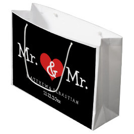 Mr. und Mr. Red Heart Wedding Personalisiert Große Geschenktüte