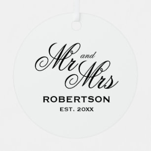 Mr und Mrs Andenken-Hochzeitsornament mit Foto Ornament Aus Metall