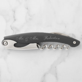 Mr. und Mrs. Black Silver Personalisiert Corkschra Kellnermesser