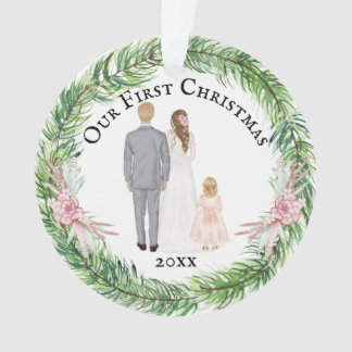 Mr. und Mrs. Bride Bräutigam Kinderkaukasische Fam Ornament