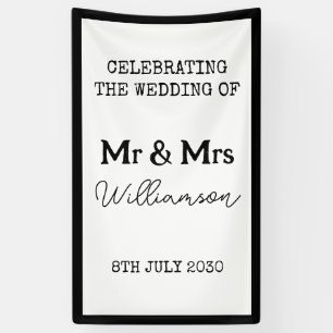 Mr. und Mrs. Celebration Black and White Banner