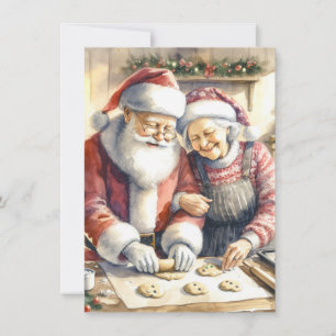 Mr. und Mrs. Claus Baking Cookies Custom Christmas Einladung