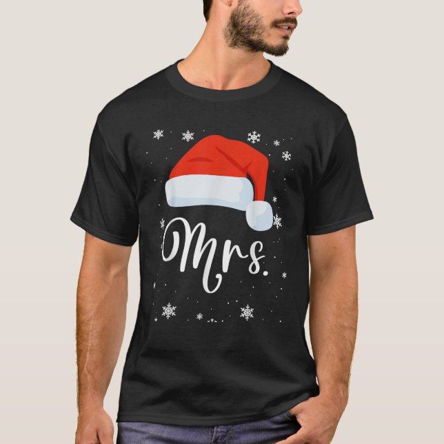 Mr. und Mrs. Claus Couples Matching Christmas Paja T-Shirt (Vorderseite)