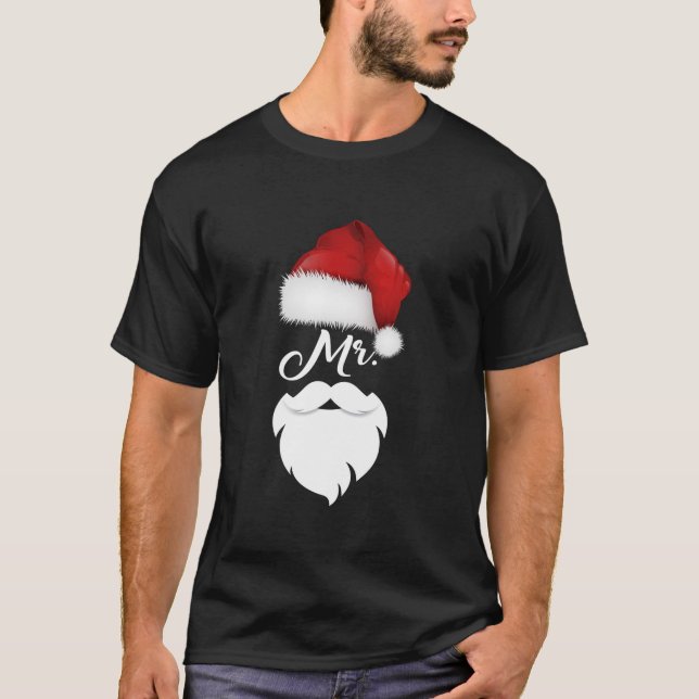 Mr. und Mrs. Claus Weihnachtspaare Matching Santa T-Shirt (Vorderseite)