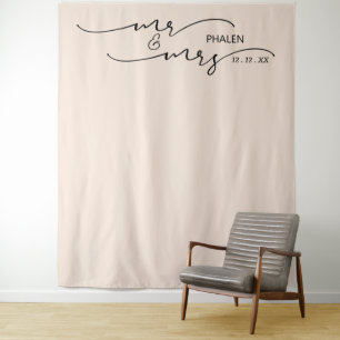 Mr. und Mrs. Cream Wedding Backdrop Wandteppich