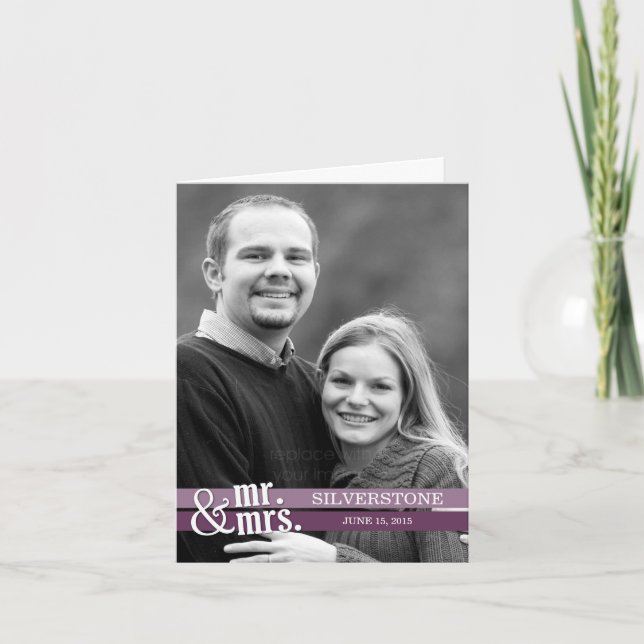 Mr. und Mrs. Dankeschön Card - Lila Dankeskarte (Vorderseite)