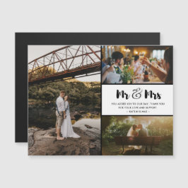 Mr. und Mrs. Dankeschön Foto Collage Wedding Magnetkarte