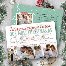 Mr. und Mrs. First Christmas Foto Collage Hochzeit Feiertagskarte