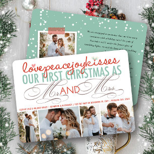 Mr. und Mrs. First Christmas Foto Collage Hochzeit Feiertagskarte