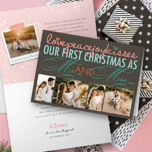 Mr. und Mrs. First Christmas Foto Collage Hochzeit Feiertagskarte