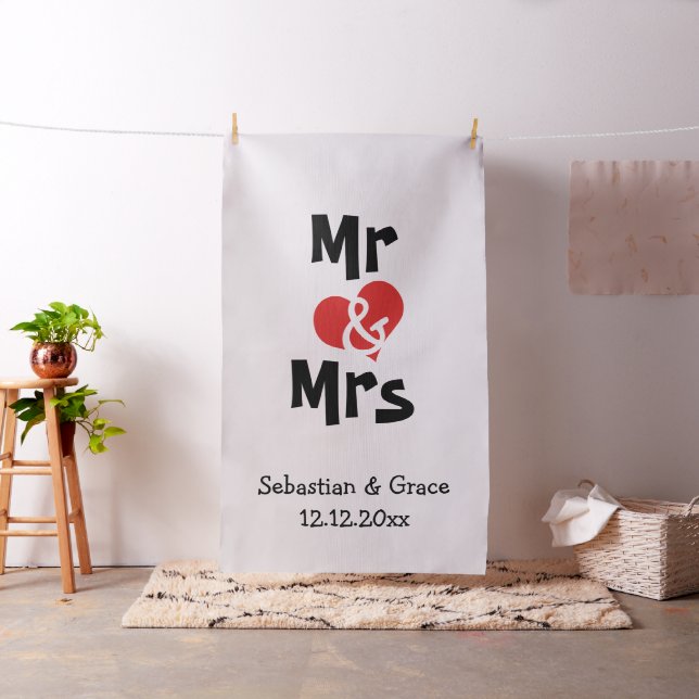 Mr. und Mrs. Heart Custom wedding Foto Hintergrund Stoff (Beispiel)