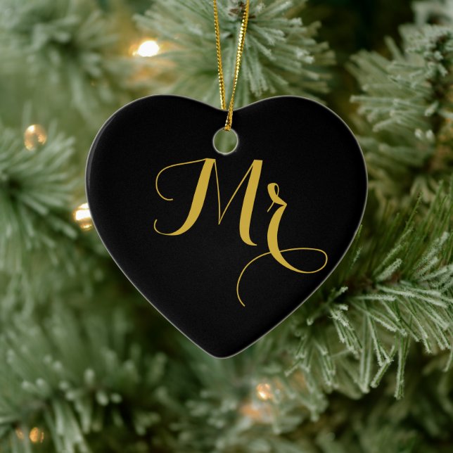 Mr. und Mrs Heart Shaped Keramik Ornament (Baum)