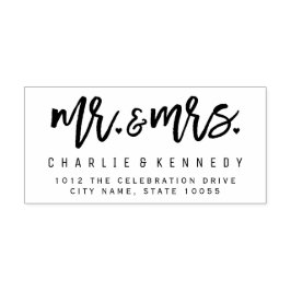 Mr. und Mrs. Hearts Script Wedding Rubber Briefmar Gummistempel