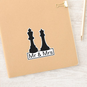 Mr. und Mrs. King und Queen Schach Pieces Hochzeit Aufkleber