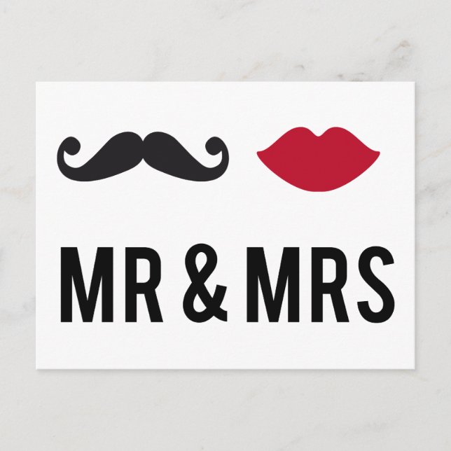 mr. und mrs. mit Schnurrbart und roten Lippen Postkarte (Vorderseite)