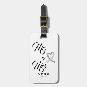Mr. und Mrs. Monogram Black and White Wedding Lugg Gepäckanhänger
