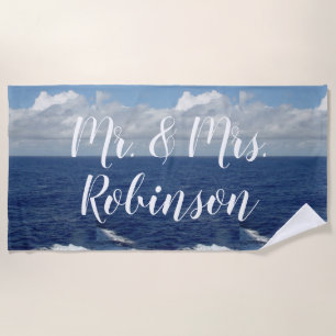 Mr. und Mrs. Personalisiert Ocean Waves Beach Hand Strandtuch