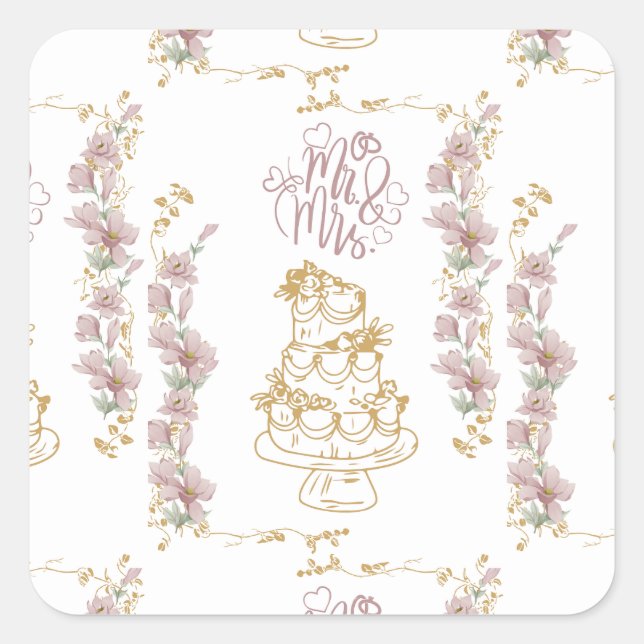 mr und mrs quadratischer aufkleber (Vorderseite)