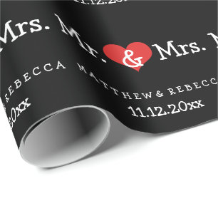 Mr. und Mrs. Red Heart Wedding Geschenkpapier