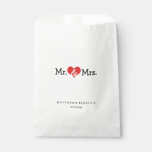 Mr. und Mrs. Red Heart Wedding Personalisiert Geschenktütchen