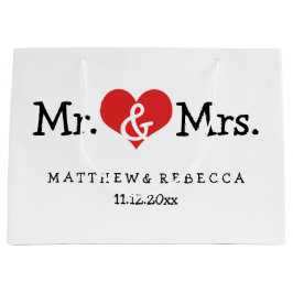 Mr. und Mrs. Red Heart Wedding Personalisiert Große Geschenktüte