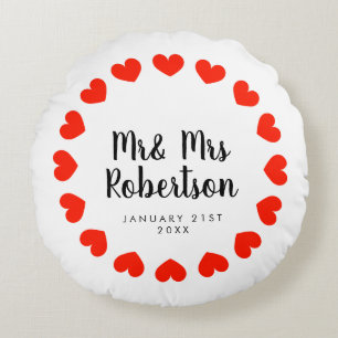 Mr und Mrs runde Kissenhülle Geschenk für frisch V Rundes Kissen