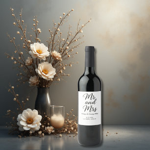 Mr. und Mrs. script - Elegant Charm Weinetikett